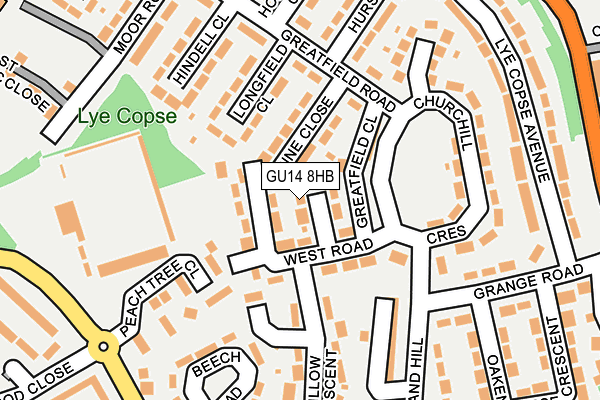 GU14 8HB map - OS OpenMap – Local (Ordnance Survey)