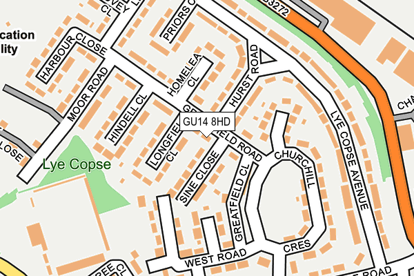 GU14 8HD map - OS OpenMap – Local (Ordnance Survey)