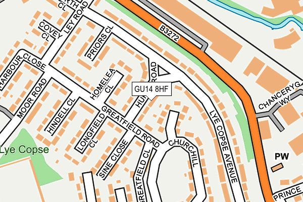 GU14 8HF map - OS OpenMap – Local (Ordnance Survey)