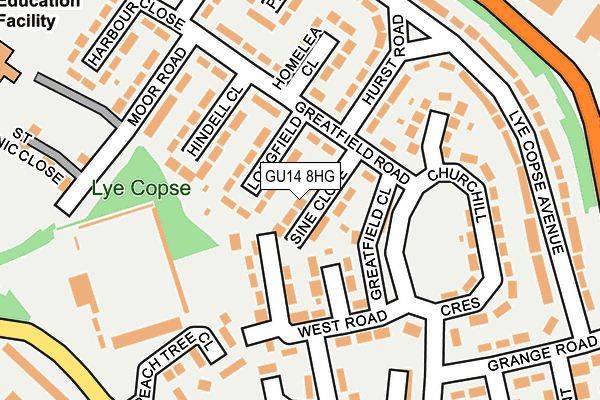 GU14 8HG map - OS OpenMap – Local (Ordnance Survey)