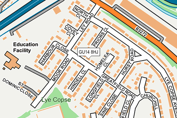 GU14 8HJ map - OS OpenMap – Local (Ordnance Survey)