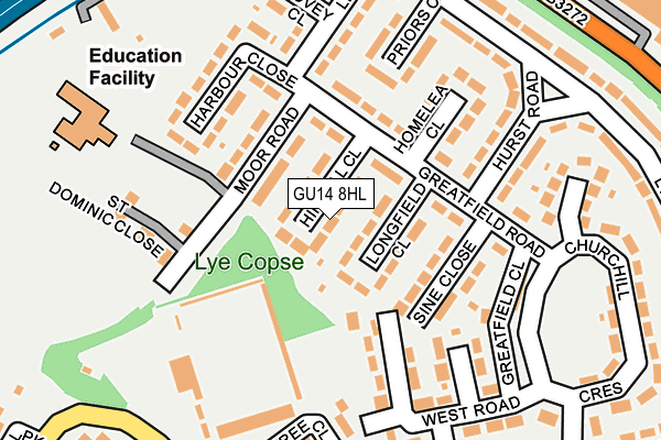 GU14 8HL map - OS OpenMap – Local (Ordnance Survey)