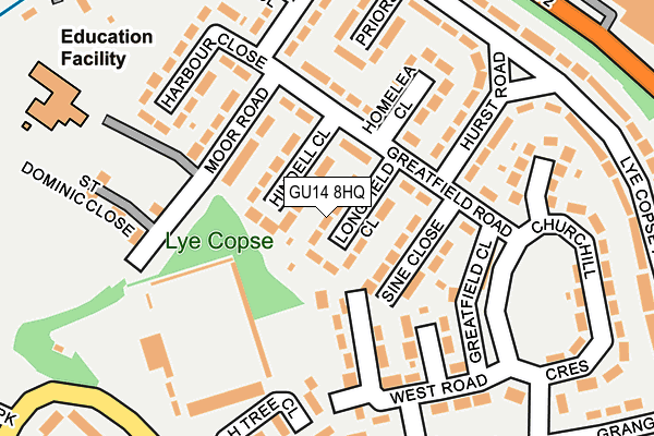 GU14 8HQ map - OS OpenMap – Local (Ordnance Survey)