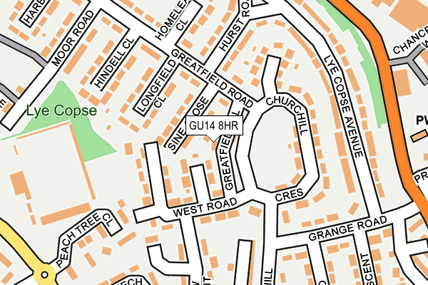 GU14 8HR map - OS OpenMap – Local (Ordnance Survey)