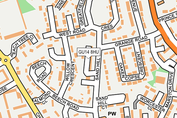 GU14 8HU map - OS OpenMap – Local (Ordnance Survey)