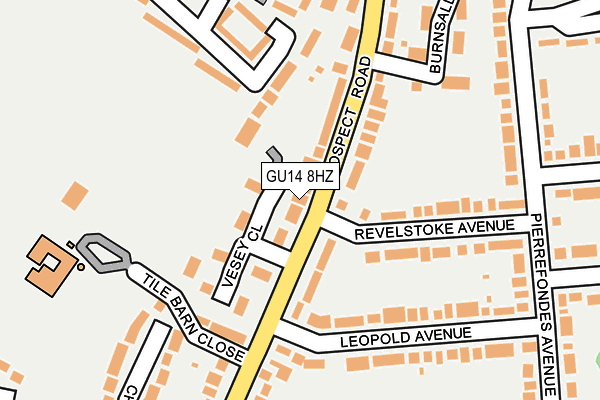 GU14 8HZ map - OS OpenMap – Local (Ordnance Survey)