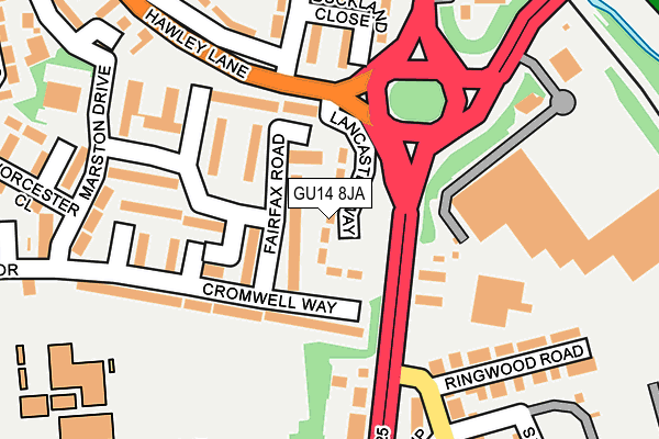 GU14 8JA map - OS OpenMap – Local (Ordnance Survey)