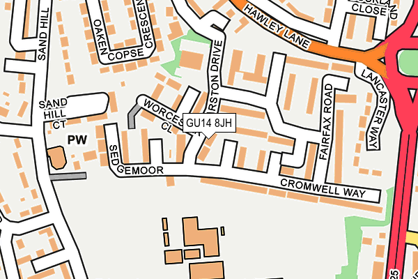 GU14 8JH map - OS OpenMap – Local (Ordnance Survey)