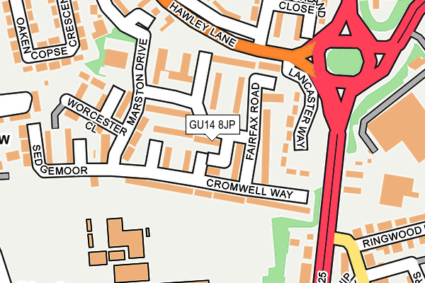 GU14 8JP map - OS OpenMap – Local (Ordnance Survey)