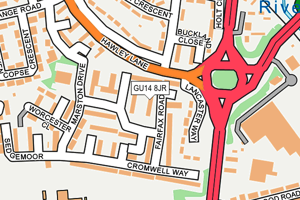 GU14 8JR map - OS OpenMap – Local (Ordnance Survey)