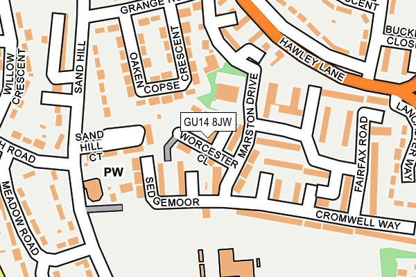 GU14 8JW map - OS OpenMap – Local (Ordnance Survey)