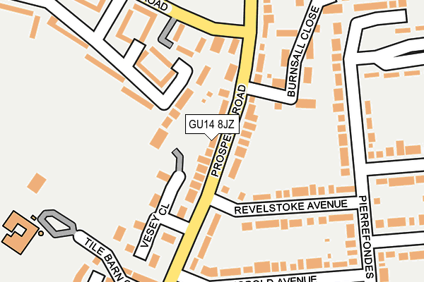 GU14 8JZ map - OS OpenMap – Local (Ordnance Survey)