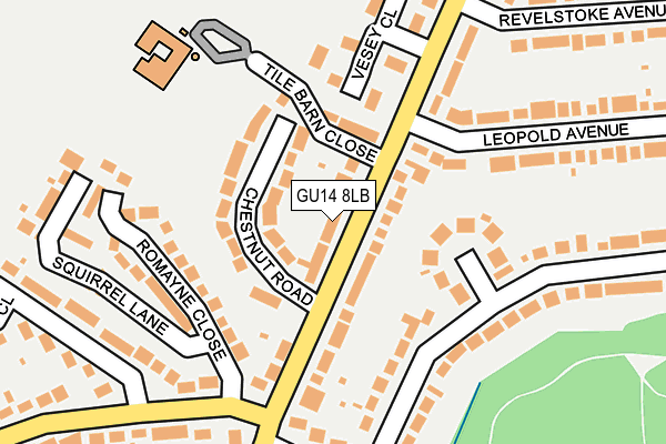 GU14 8LB map - OS OpenMap – Local (Ordnance Survey)