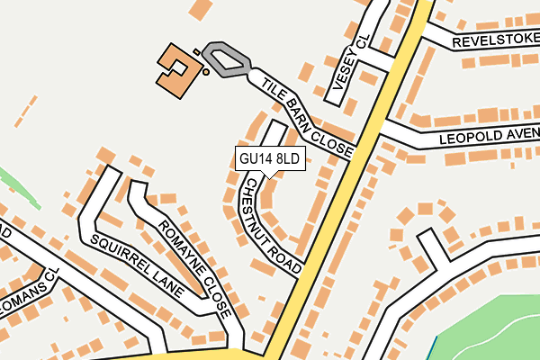 GU14 8LD map - OS OpenMap – Local (Ordnance Survey)