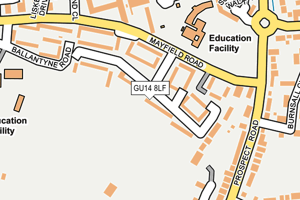 GU14 8LF map - OS OpenMap – Local (Ordnance Survey)