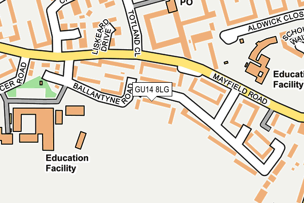 GU14 8LG map - OS OpenMap – Local (Ordnance Survey)