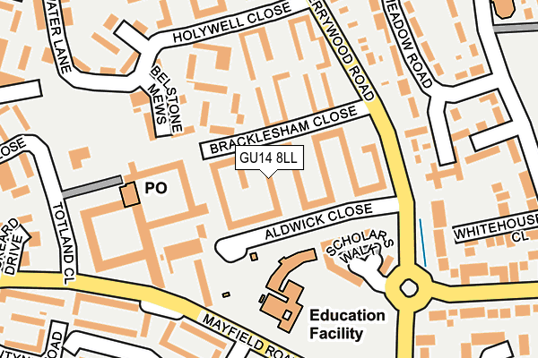 GU14 8LL map - OS OpenMap – Local (Ordnance Survey)