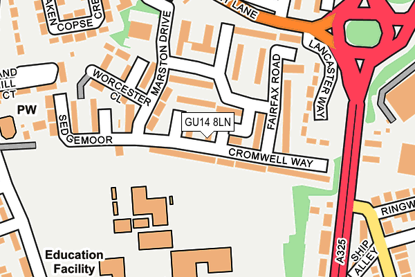 GU14 8LN map - OS OpenMap – Local (Ordnance Survey)