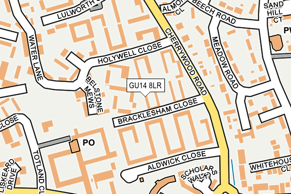 GU14 8LR map - OS OpenMap – Local (Ordnance Survey)