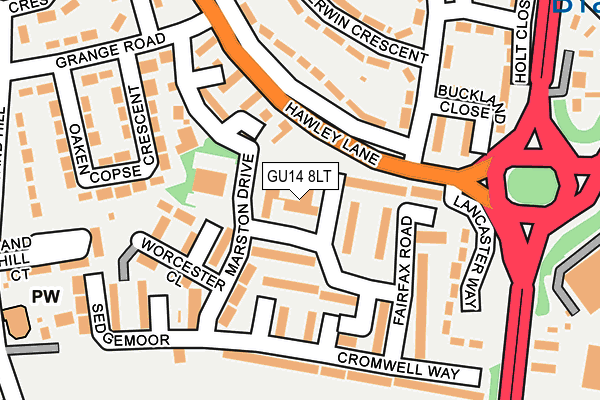 GU14 8LT map - OS OpenMap – Local (Ordnance Survey)