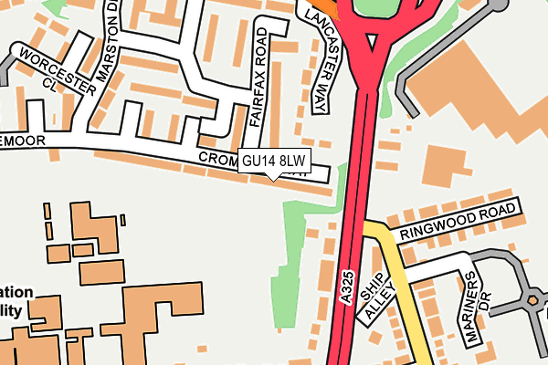 GU14 8LW map - OS OpenMap – Local (Ordnance Survey)