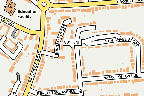 GU14 8NF map - OS OpenMap – Local (Ordnance Survey)