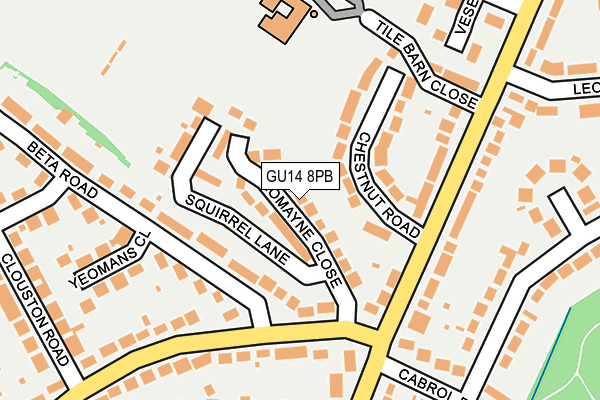 GU14 8PB map - OS OpenMap – Local (Ordnance Survey)