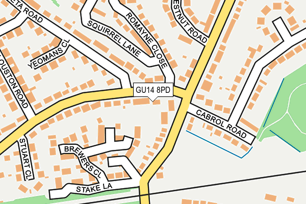 GU14 8PD map - OS OpenMap – Local (Ordnance Survey)