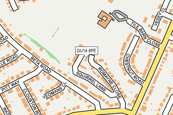 GU14 8PE map - OS OpenMap – Local (Ordnance Survey)