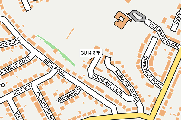 GU14 8PF map - OS OpenMap – Local (Ordnance Survey)