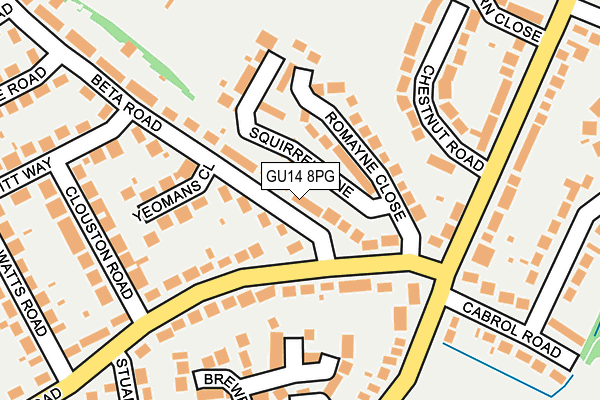 GU14 8PG map - OS OpenMap – Local (Ordnance Survey)