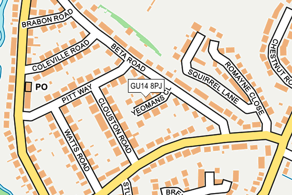 GU14 8PJ map - OS OpenMap – Local (Ordnance Survey)
