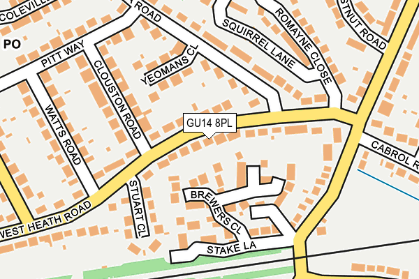 GU14 8PL map - OS OpenMap – Local (Ordnance Survey)