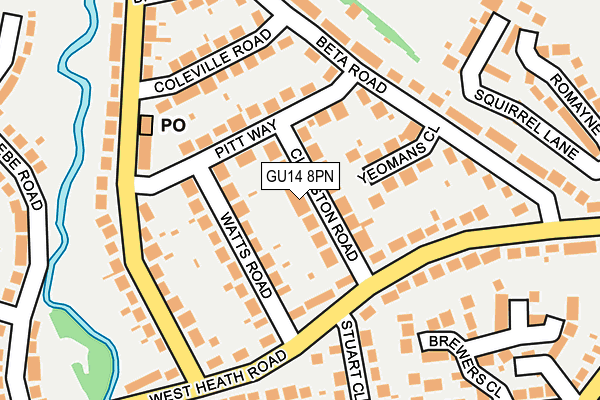 GU14 8PN map - OS OpenMap – Local (Ordnance Survey)