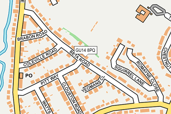 GU14 8PQ map - OS OpenMap – Local (Ordnance Survey)