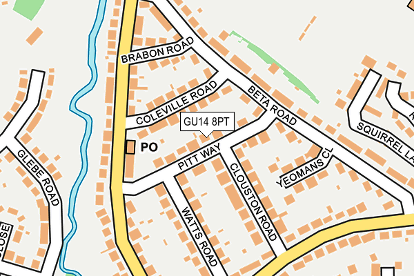 GU14 8PT map - OS OpenMap – Local (Ordnance Survey)