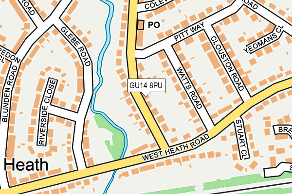 GU14 8PU map - OS OpenMap – Local (Ordnance Survey)