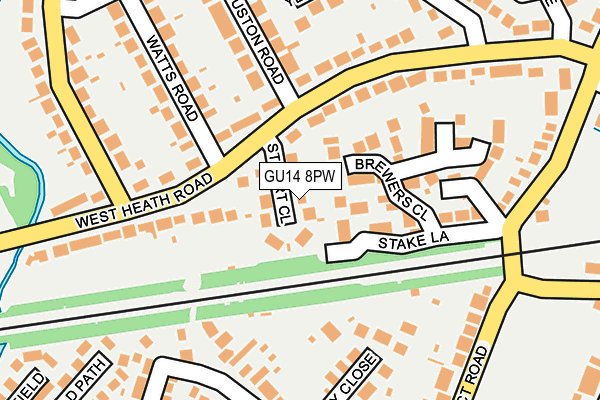 GU14 8PW map - OS OpenMap – Local (Ordnance Survey)