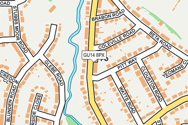 GU14 8PX map - OS OpenMap – Local (Ordnance Survey)