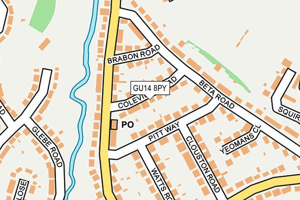 GU14 8PY map - OS OpenMap – Local (Ordnance Survey)