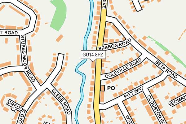 GU14 8PZ map - OS OpenMap – Local (Ordnance Survey)