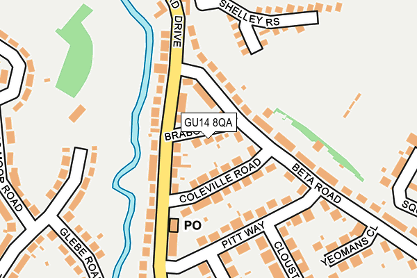 GU14 8QA map - OS OpenMap – Local (Ordnance Survey)