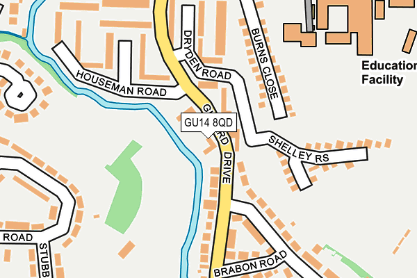 GU14 8QD map - OS OpenMap – Local (Ordnance Survey)