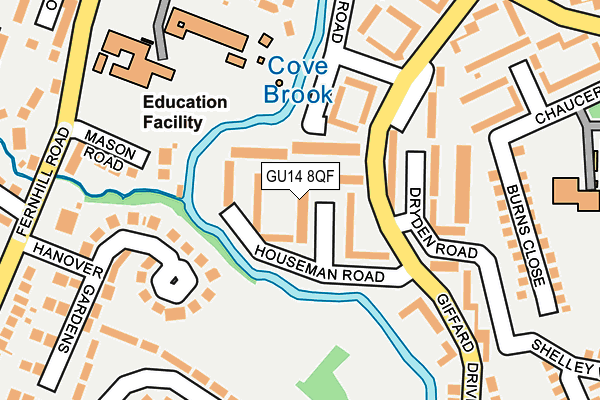 GU14 8QF map - OS OpenMap – Local (Ordnance Survey)