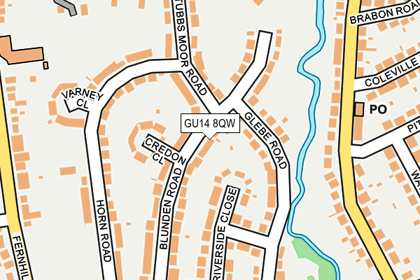 GU14 8QW map - OS OpenMap – Local (Ordnance Survey)