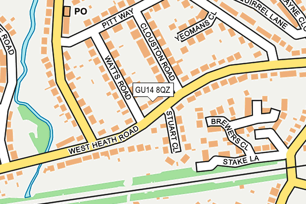 GU14 8QZ map - OS OpenMap – Local (Ordnance Survey)