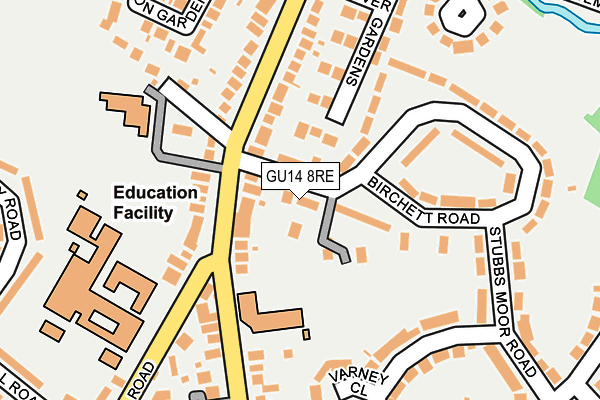 GU14 8RE map - OS OpenMap – Local (Ordnance Survey)