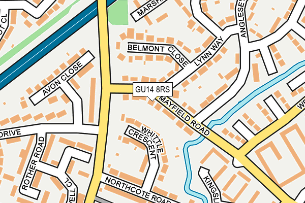 GU14 8RS map - OS OpenMap – Local (Ordnance Survey)