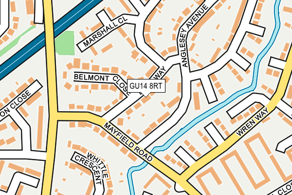 GU14 8RT map - OS OpenMap – Local (Ordnance Survey)