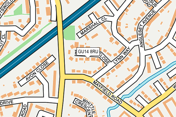 GU14 8RU map - OS OpenMap – Local (Ordnance Survey)